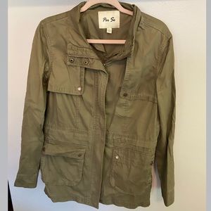 Per Se Olive Green Cargo Military Utility Jacket